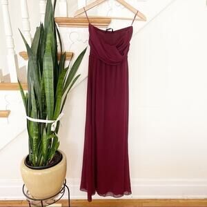 Star Secrets Women's Maroon Draped Neckline Spaghetti Strap Evening Dress Size M